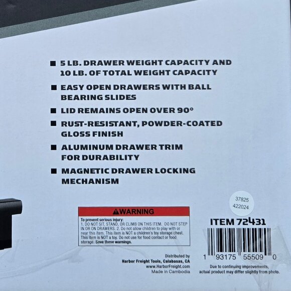 US General Black Mini Tool Box 2 Drawers Top Compartment New Sealed in Box - Picture 10 of 14